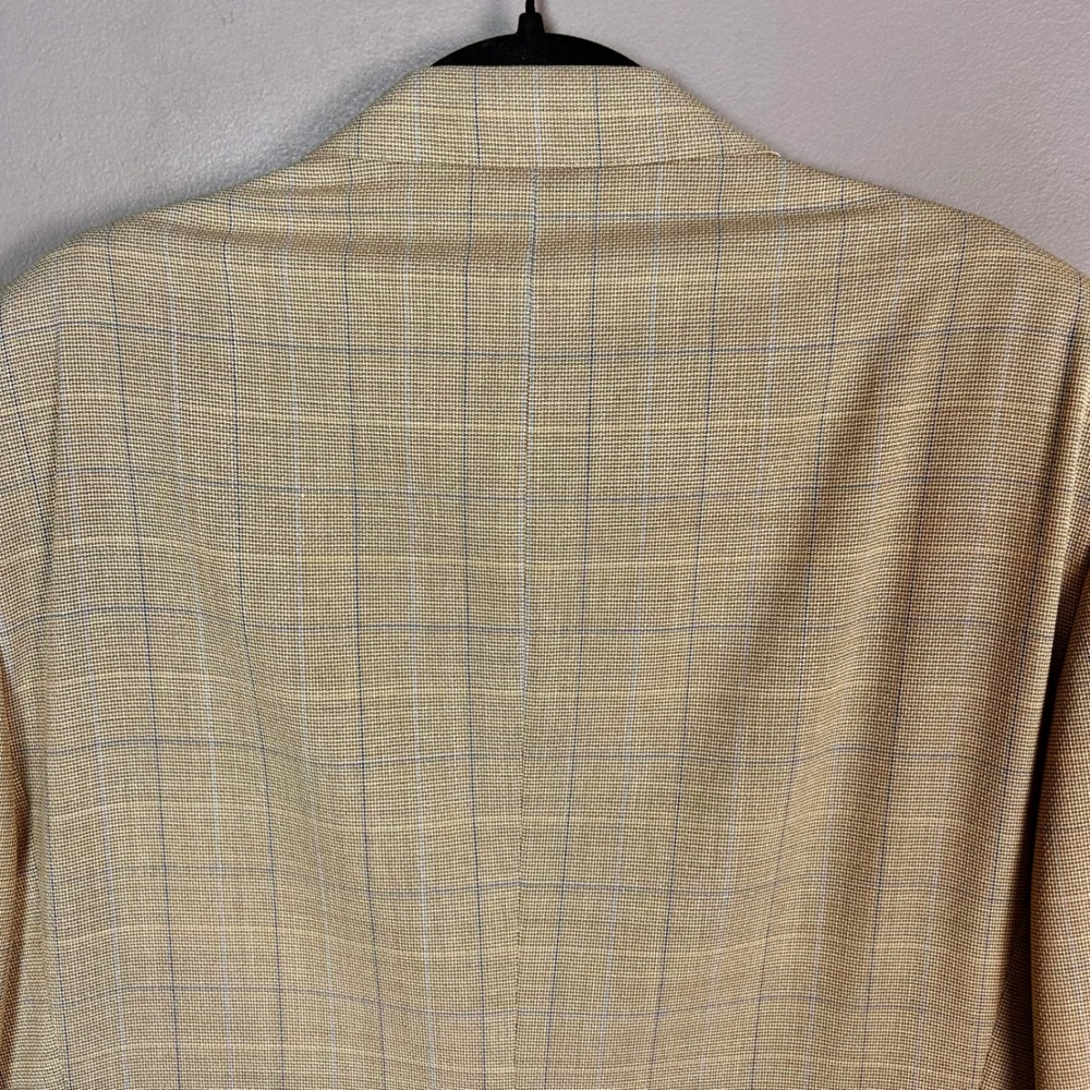 Canali Sport Coat Mens US 48R IT 58R Tan Windowpane Lightweight Wool Italy - Picture 7 of 15